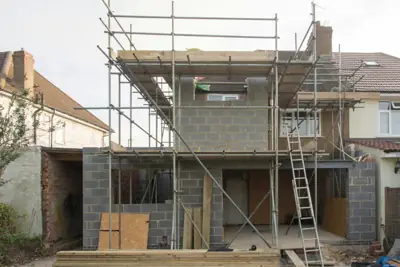Rear extension with scaffolding